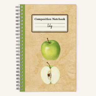 Cuaderno Una manzana verde y una composición semipersonaliz