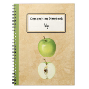 Cuaderno Una manzana verde y una composición semipersonaliz