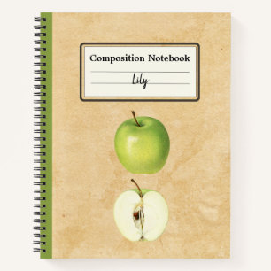 Cuaderno Una manzana verde y una composición semipersonaliz