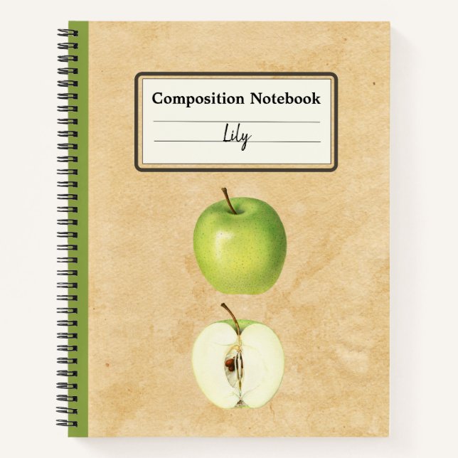 Cuaderno Una manzana verde y una composición semipersonaliz (Anverso)