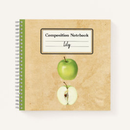 Cuaderno Una manzana verde y una composición semipersonaliz