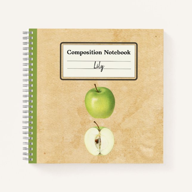 Cuaderno Una manzana verde y una composición semipersonaliz (Anverso)