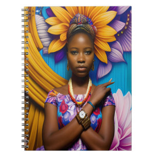 Cuaderno Una mujer africana maravillosa con un reloj