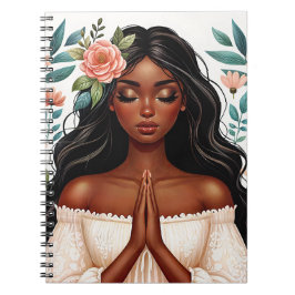 Cuaderno Una mujer afroamericana rezando flores