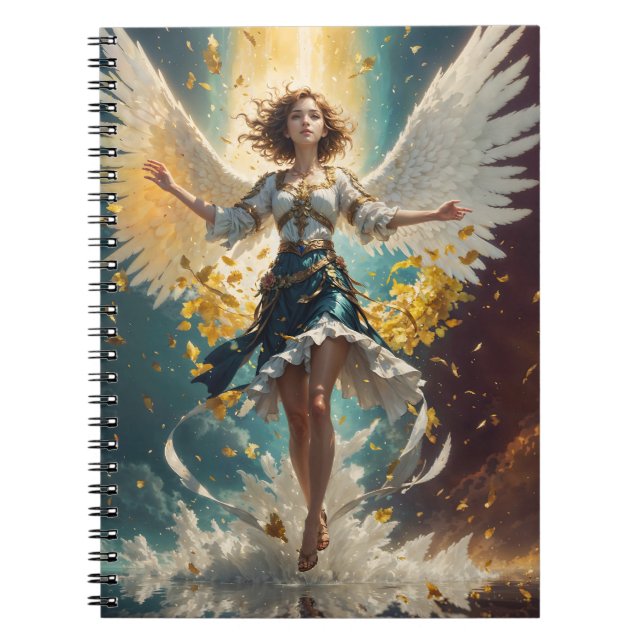 Cuaderno una mujer con alas levantándose en el aire (Frente)
