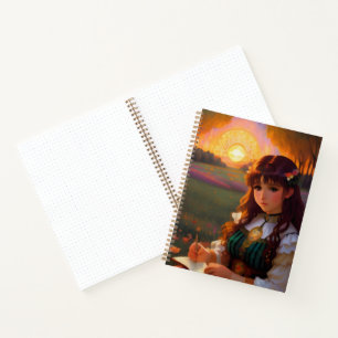 Cuaderno Una mujer con un estilo de anime triste al sol en
