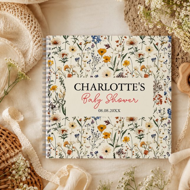 Cuaderno Una pequeña niña de flor silvestre Baby Shower (A Little Wildflower Girl Baby Shower Notebook)
