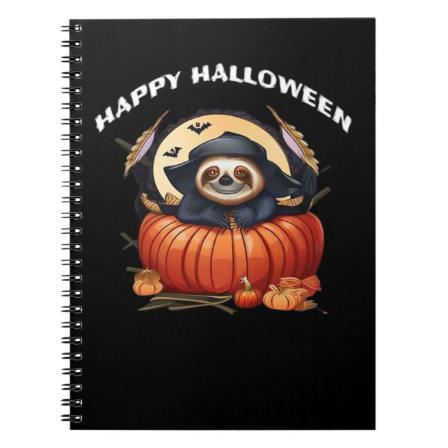 Cuaderno Una pereza divertida celebrando Halloween Esencial (Frente)