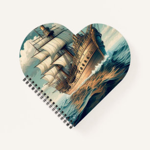 Cuaderno Una Pintura De Un Buque Con Las Velas Down-56350