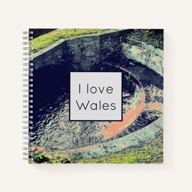 Cuaderno Una piscina Naranja en Welshpool que amo a Gales (Anverso)