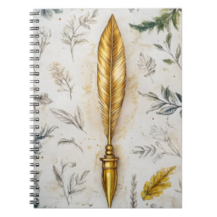 Cuaderno Una pluma dorada o una elegante pluma estilográfic