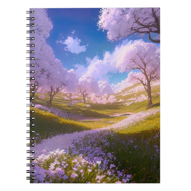 Cuaderno Una pradera verde adorada con flores florecientes (Frente)