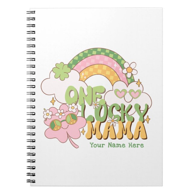 Cuaderno Una Suerte Mama Lindo Retro Groovy Personalizado (Frente)
