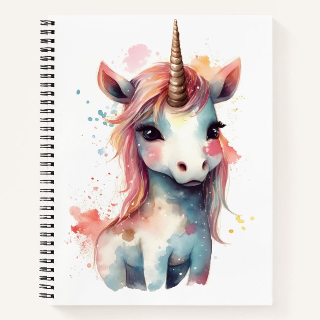 Cuaderno Unica acuarela Art Cuta Adorable Unicornio (Anverso)