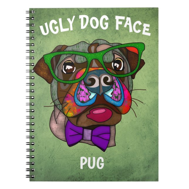 Cuaderno Único Pug en gafas de sol Cara de perro fea Portát (Frente)