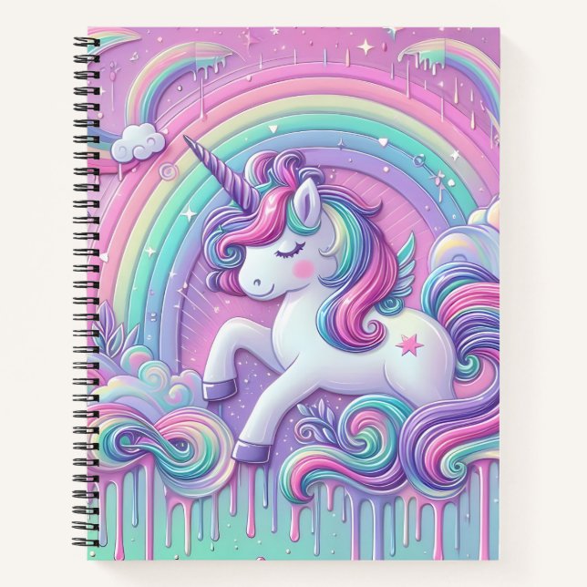 Cuaderno unicorn pink gold stars notebook (Anverso)