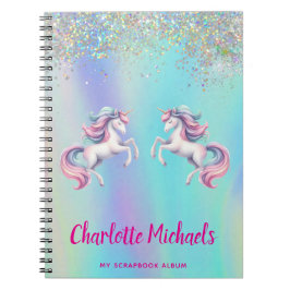 Cuaderno Unicorn rosa púrpura holográfico vuelta a la escue