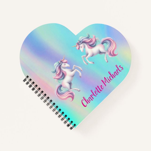 Cuaderno Unicorn rosa púrpura holográfico vuelta a la escue (Anverso)