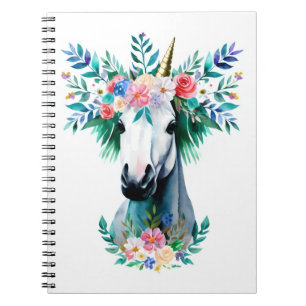 Cuaderno Unicornio acuarela con flor