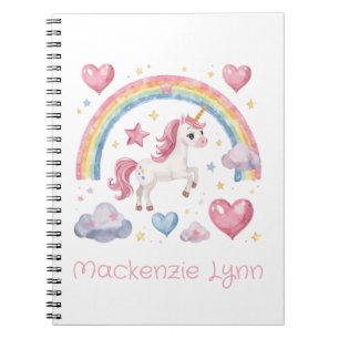 Cuaderno Unicornio Acuarela y Nombre Personalizado Arcoíris