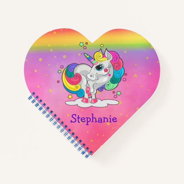 Cuaderno Unicornio arcoiris rosa (Anverso)