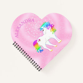 Cuaderno Unicornio Arcoíris Rosa Lindo Personalizado