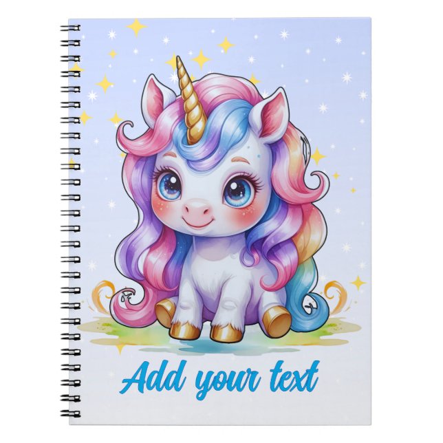 Cuaderno Unicornio Azul – con Nombre Personalizado (Frente)