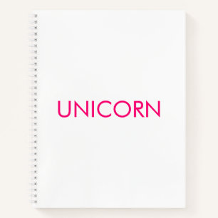 Cuaderno "Unicornio" blanco minimalista de fucsia rosa