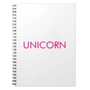Cuaderno "Unicornio" blanco minimalista de fucsia rosa