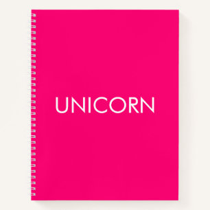 Cuaderno "Unicornio" blanco minimalista de fucsia rosa