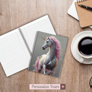 Cuaderno Unicornio Blanco Personalizado con Crin Rosa