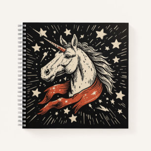 Cuaderno Unicornio Celeste - Fantasía de Linocut de Star-Ga