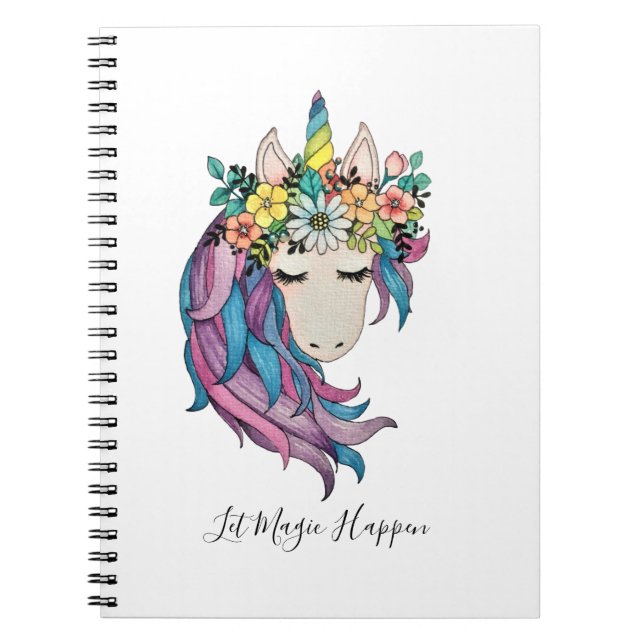 Cuaderno Unicornio Con Flores Silvestres En Acuarela (Frente)