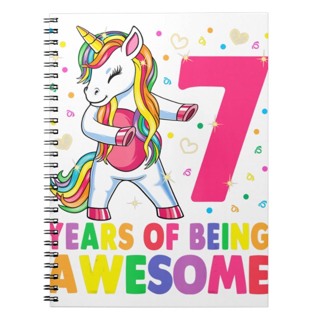 Cuaderno Unicornio de 7 años de edad Chica (Frente)