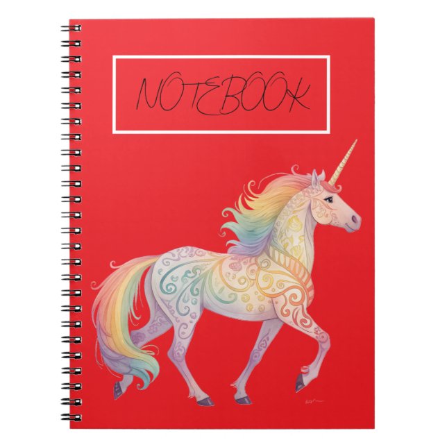 Cuaderno Unicornio de Arcoíris Mágico Personalizado  (Frente)