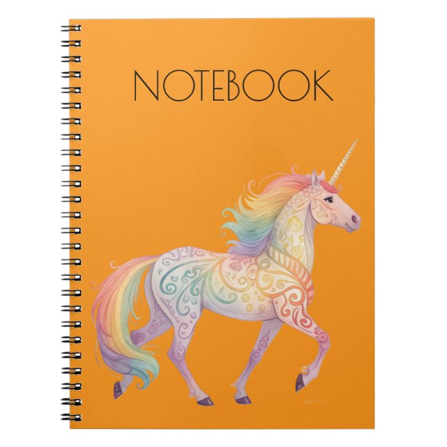 Cuaderno Unicornio de Arcoíris Mágico Personalizado  (Frente)