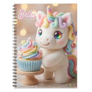 Cuaderno Unicornio de Caramelo Pastel con Cupcake de Arcoír