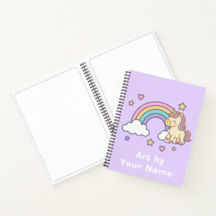 Cuaderno Unicornio de Color Pastel Púrpura Arcoíris Persona