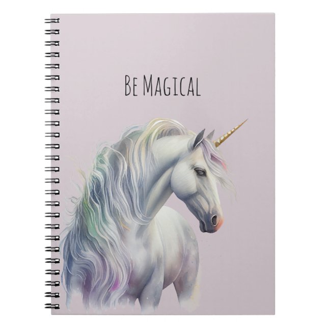 Cuaderno Unicornio de Cuerno de Oro Blanco Mágico (Frente)
