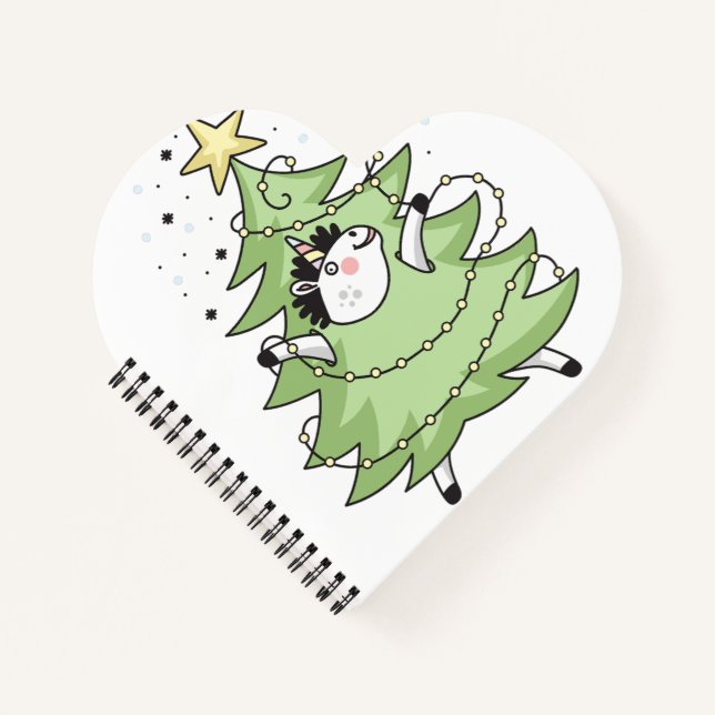 Cuaderno Unicornio de Navidad lindo y alegre (Anverso)