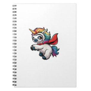 Cuaderno Unicornio de perezoso divertido como héroe para un