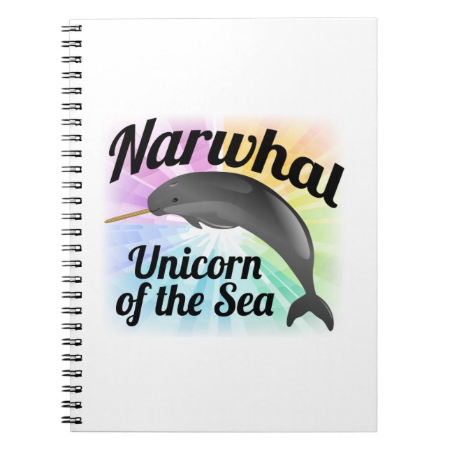 Cuaderno Unicornio del mar, arco iris lindo de Narwhal (Frente)