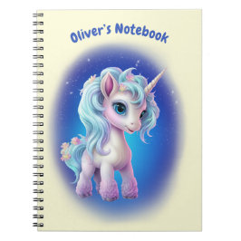 Cuaderno Unicornio en azul vibrante y amarillo pálido