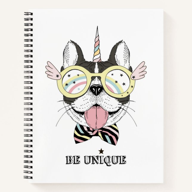 Cuaderno Unicornio en Bulldog francés (Anverso)