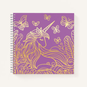 Cuaderno Unicornio en el jardín de oro