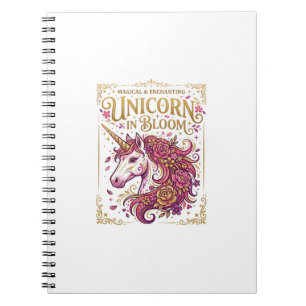 Cuaderno Unicornio en Flor Diseño Elegante de Zazzle_1