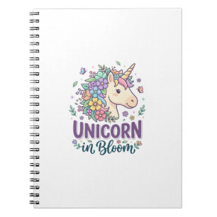 Cuaderno Unicornio en Flor Tipografía Negrita Impresión Baj