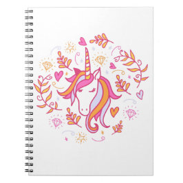 Cuaderno Unicornio en rosa y Naranja