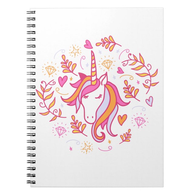 Cuaderno Unicornio en rosa y Naranja (Frente)