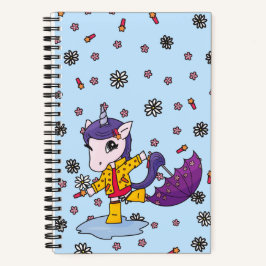 Cuaderno Unicornio floral azul simple y lindo personalizado